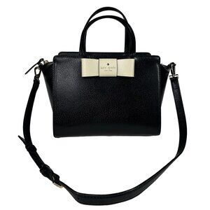 Kate Spade Matthews Street Camplin Black Leather Satchel Handbag Bow Accent